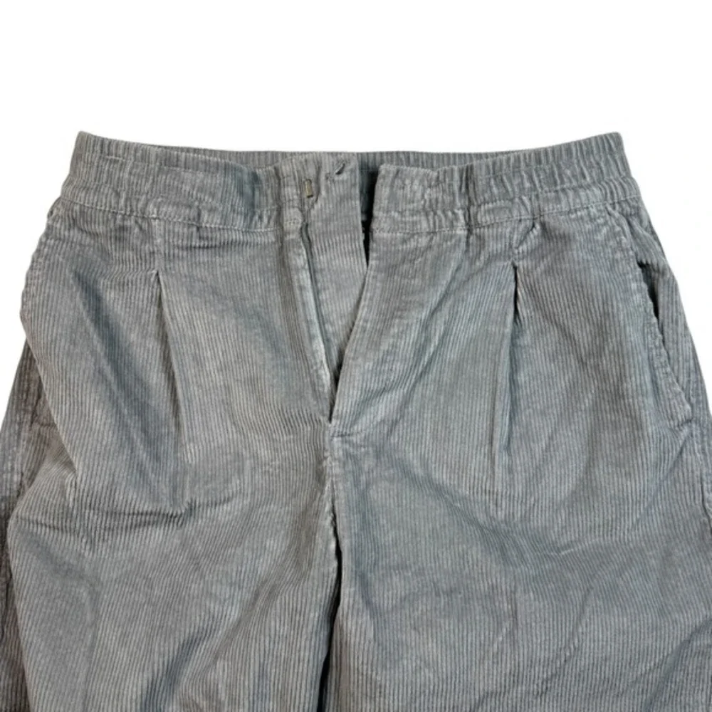 GAP Mens Corduroy Pleated Pants Elastic Waist‎ Gray Large Casual Trousers